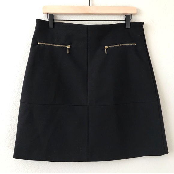 Zara Dresses & Skirts - 🥭ZARA Basic Black Gold Zippers ALine Mini Skirt L
